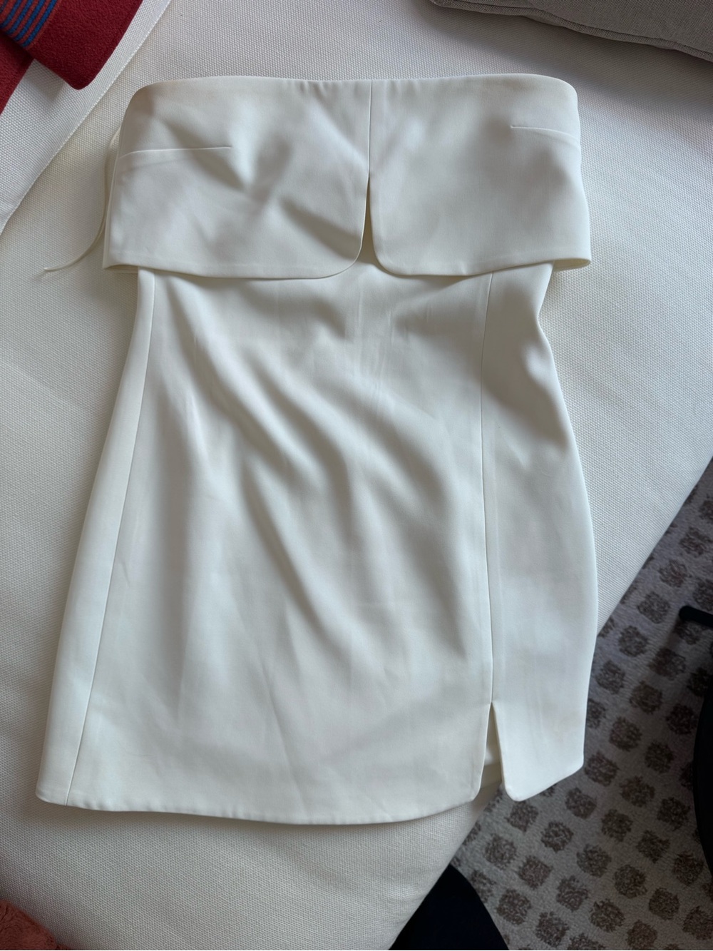 Strapless Cream Fold-Over Mini Dress